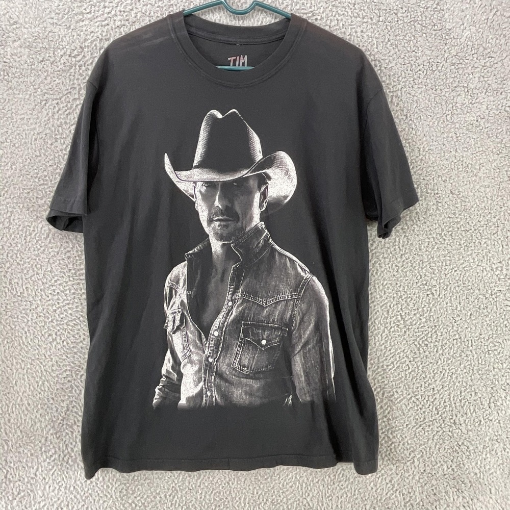 Tim Shirt Mens Large Black McGraw Country Music Tour Graphic Tee T-Shirt Concert